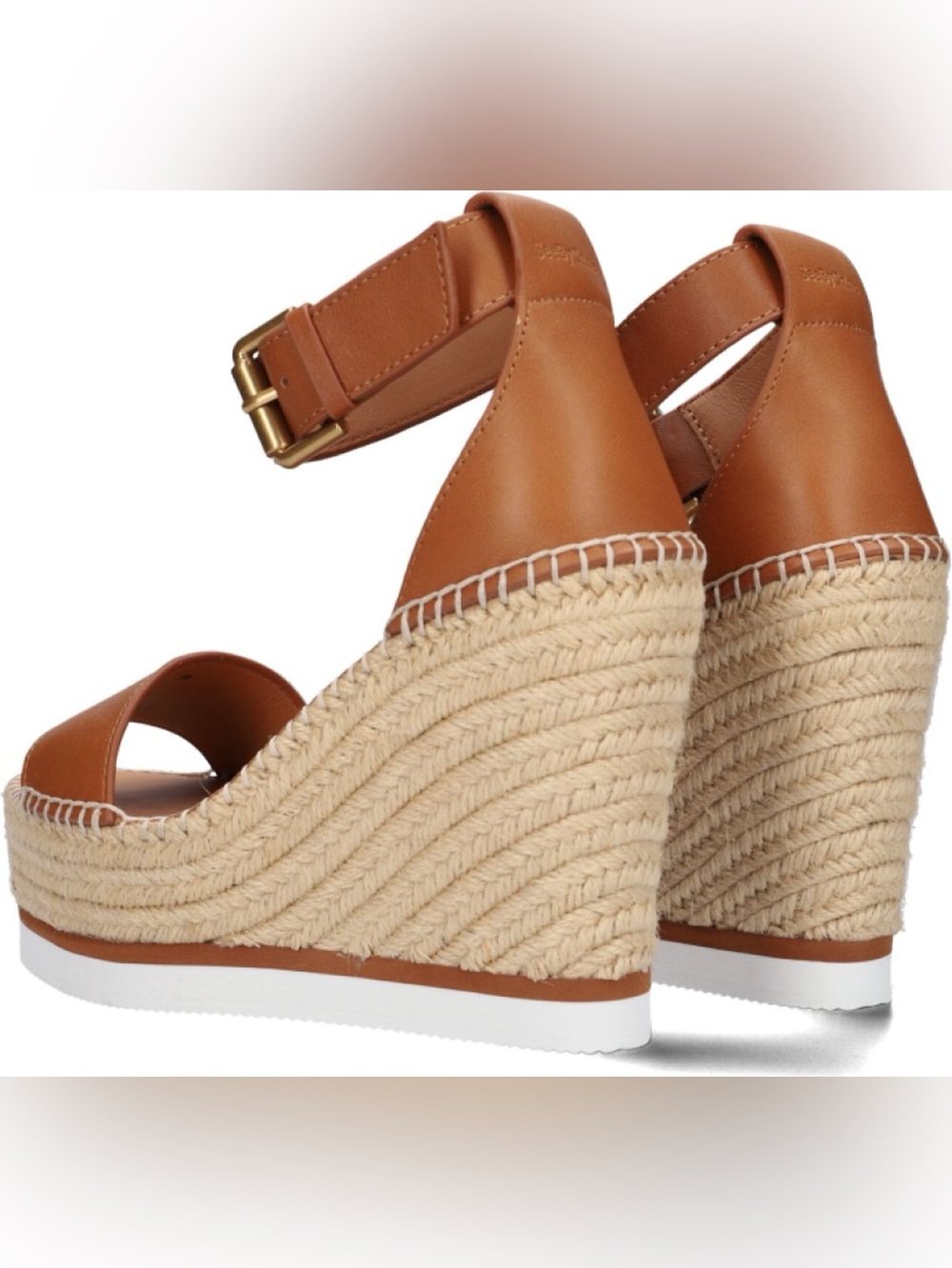 See By Chloe Glyn Espadrille Platform Wedge Leather Sandals Sz 40 BNWB - Picture 9 of 14